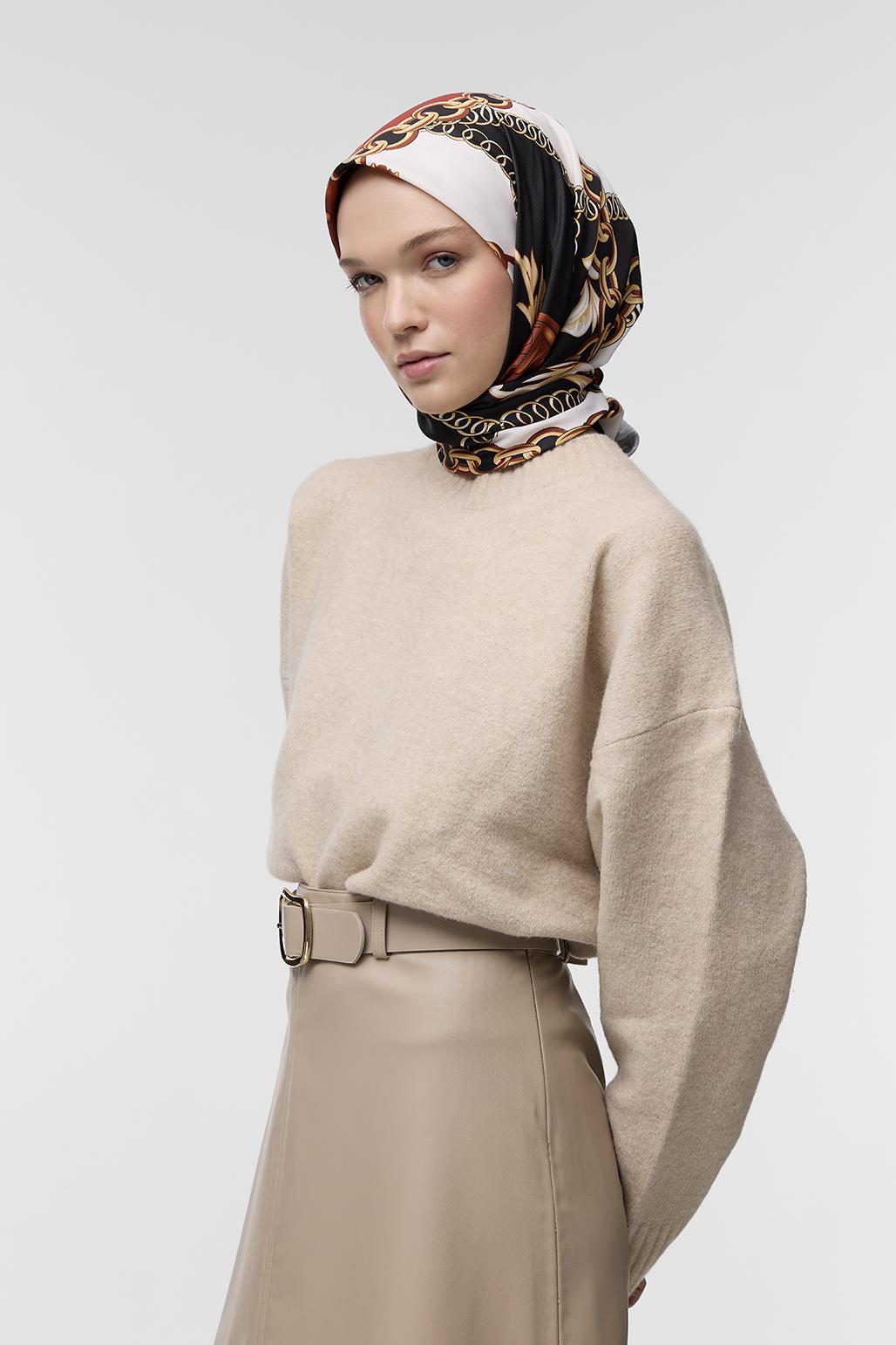 Desenli Twill İpek Eşarp Amanda